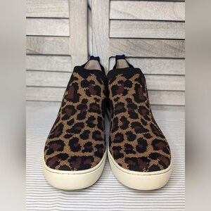 Rothy's The Chelsea Woven Ankle Boot Wildcat Brown Leopard Print Size 10